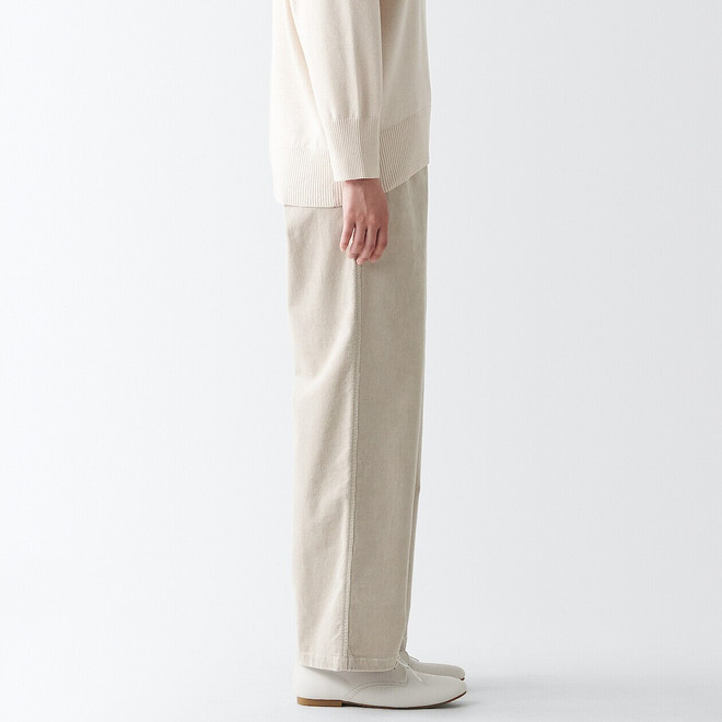 Pantalón recto de pana beige