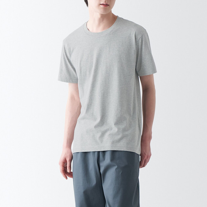 Camiseta de algodón de manga corta y cuello redondo
