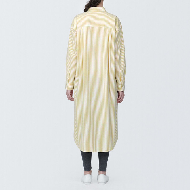 Vestido camisero de manga larga de algodón lavado para mujer