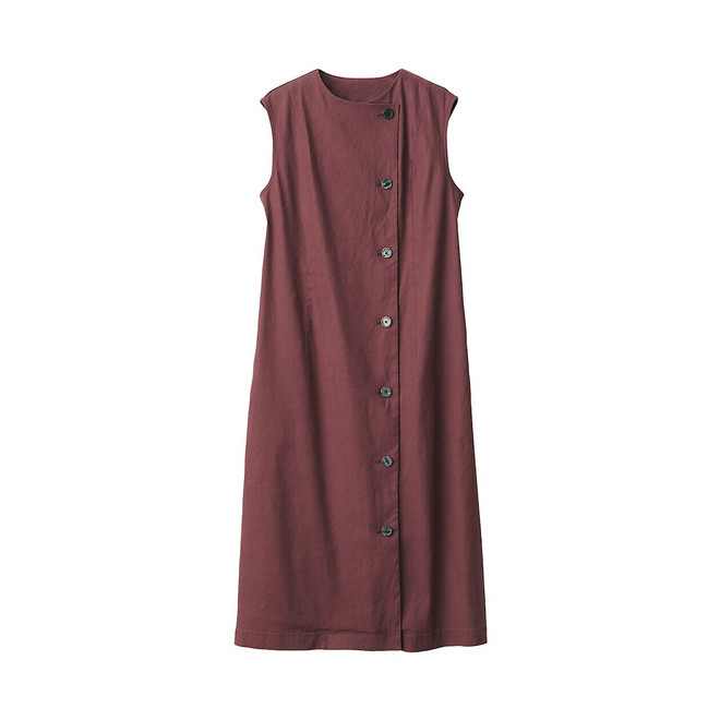 Women's Hemp Blend Sleeveless Button Front Dress