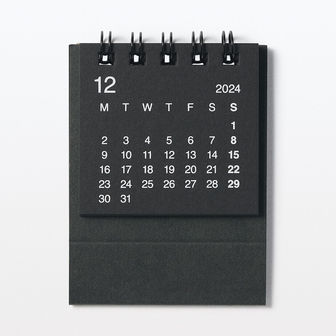 Mini Calendario de Escritorio (Dic 2024 ‐ Dic 2025) ‐ Negro