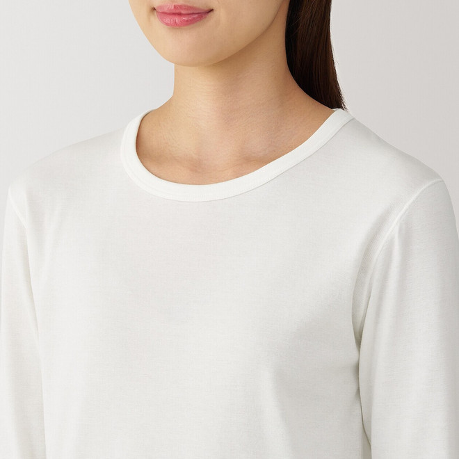 Camiseta de manga larga con cuello redondo de algodón grueso mujer