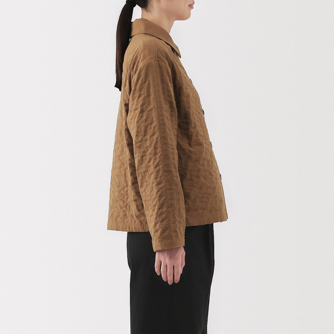 Chaqueta doble acolchada de mezcla de capoc y gasa para mujer