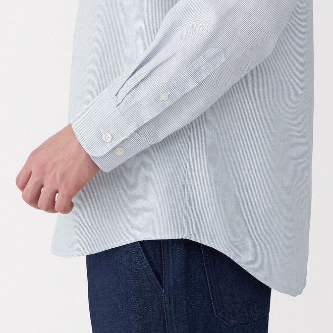 Camisa con cuello mao de mezcla de cáñamo para hombre