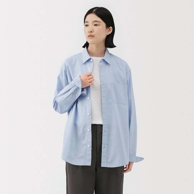 Camisa de manga larga de algodón ancho lavado para hombre