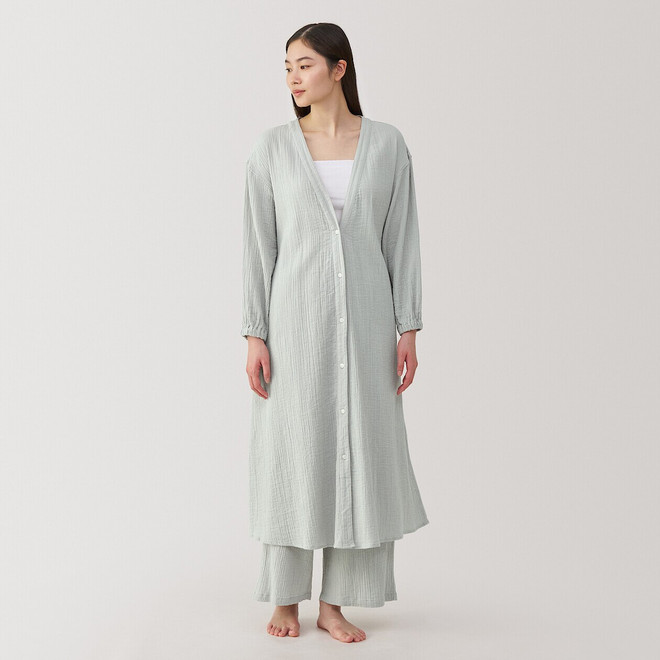 Cardigan largo de gasa crepé para mujer