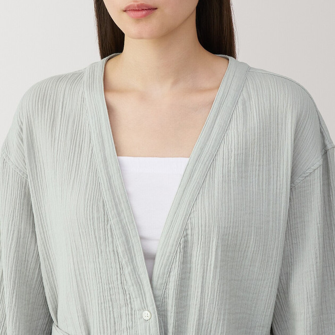 Cardigan largo de gasa crepé para mujer