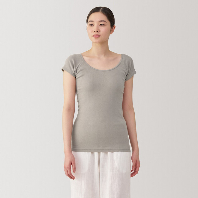 Camiseta de algodón de manga corta con absorción de humedad y almohadilla para sudor para mujer