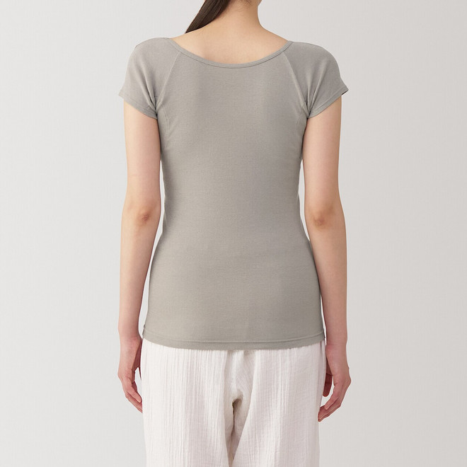 Camiseta de algodón de manga corta con absorción de humedad y almohadilla para sudor para mujer