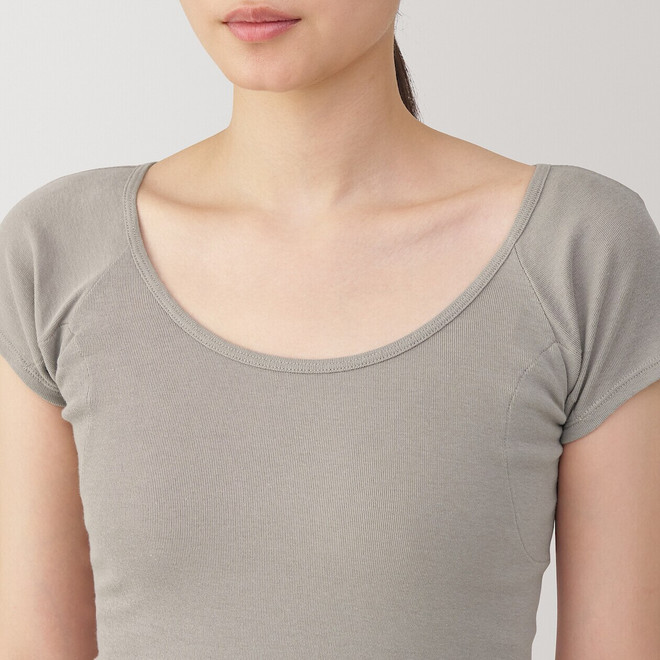 Camiseta de algodón de manga corta con absorción de humedad y almohadilla para sudor para mujer