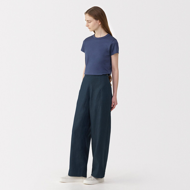 Pantalones de lino y pierna ancha para mujer