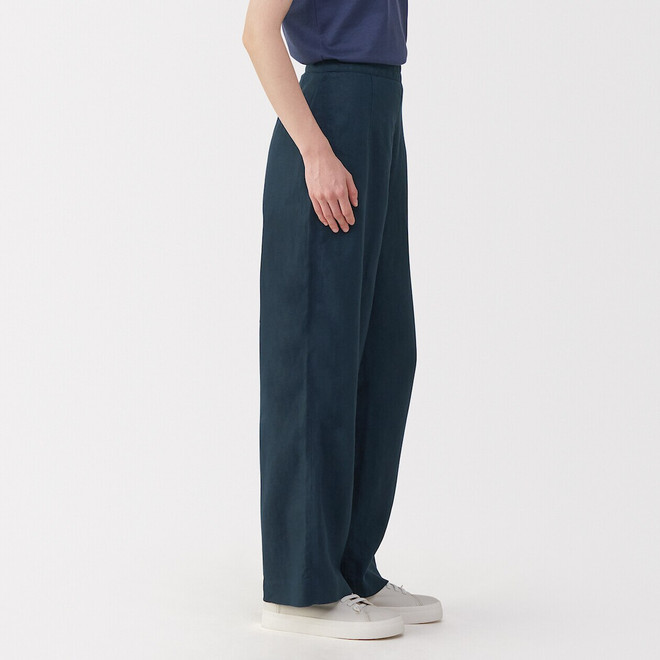 Pantalones de lino y pierna ancha para mujer