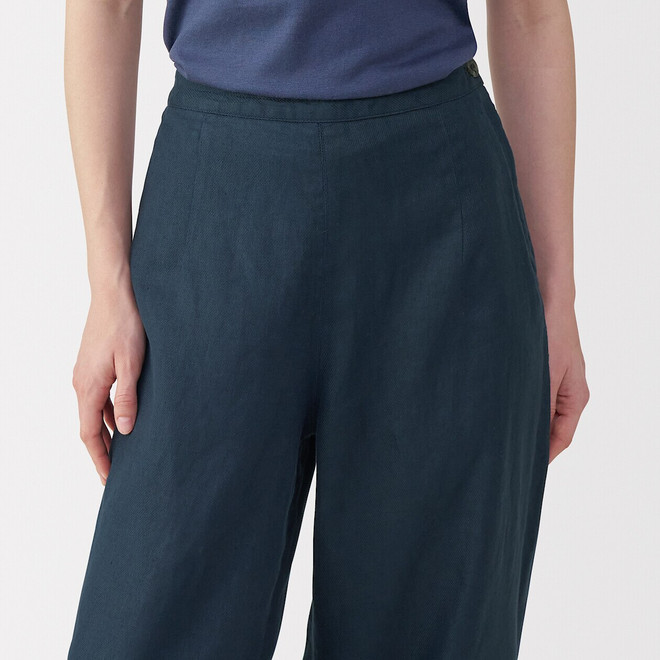 Pantalones de lino y pierna ancha para mujer