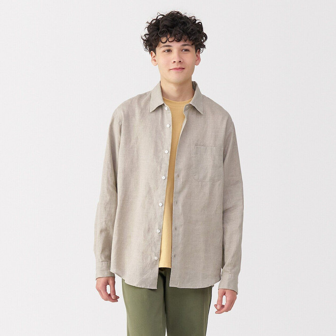 Camisa de lino lavado para hombre Camisa de lino lavado para hombre