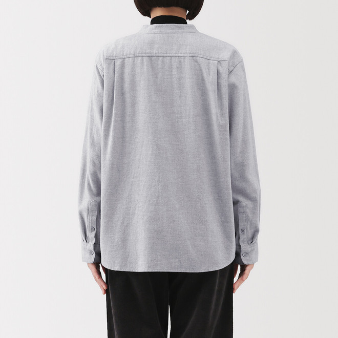 Camisa de franela cepillada doble con cuello alto para mujer..