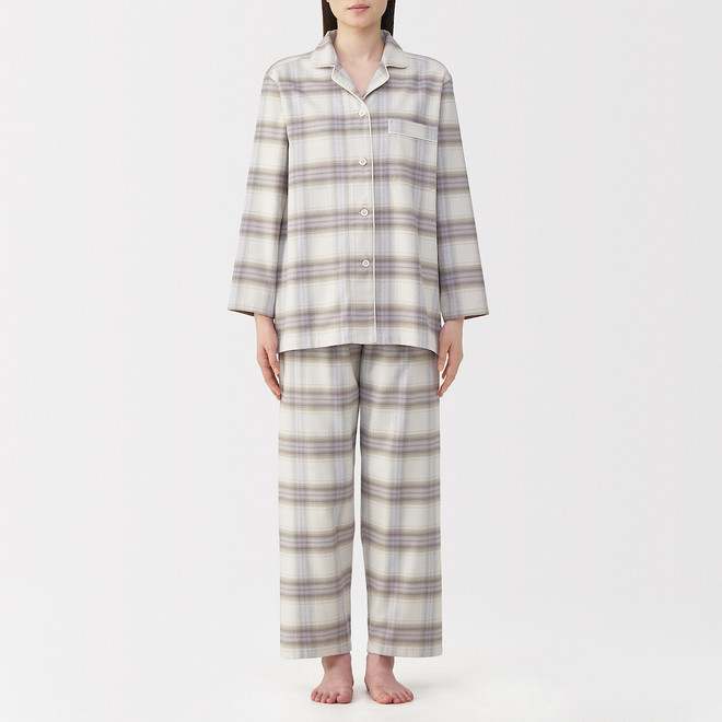 Pijama de franela sin costuras laterales para mujer