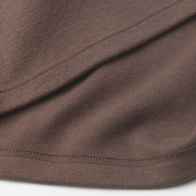 Camiseta manga larga con cuello redondo de algodón cálido y lana para mujer