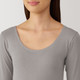 Camiseta manga larga con cuello en U de algodón fino mujer