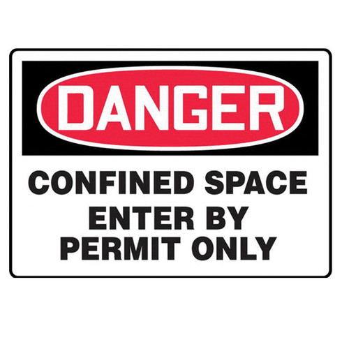 Accuform® MCSP133VS Safety Sign, DANGER CONFINED SPACE Legend, 7 in H x 10 in W, Vinyl, Red & Black/White