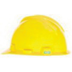 V-Gard® 475360 4-Point Fas-Trac III Ratchet Suspension Cap Style Hard Hat, Standard, Polyethylene, Yellow