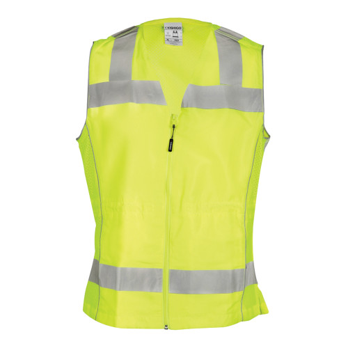 ML Kishigo Premium Brilliant 1521 High-Visibility Ladies Fitted Vest, XL, Polyester Mesh, Lime
