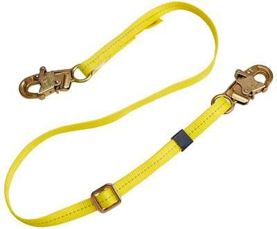Web adjustable positioning lanyard w/ snap hooks each end, 3Ft