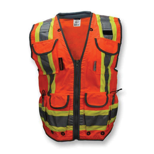 RADWEAR™ SV55 Heavy Woven Two Tone Engineer Vest, L, Polyester, Orange