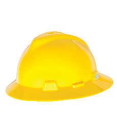 V-Gard®Full Brim Hard Hats - Yellow - Ratchet Suspension