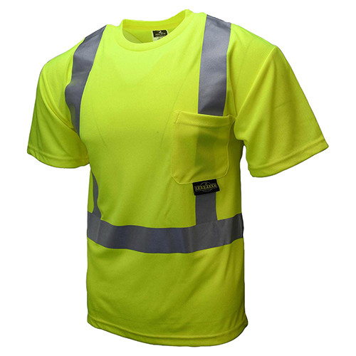 Radians® ST11-2 ANSI Class 2 Short Sleeve High-Visibility Safety T-Shirt, S, 100% Polyester Mesh, Green - ST11-2PGS-S