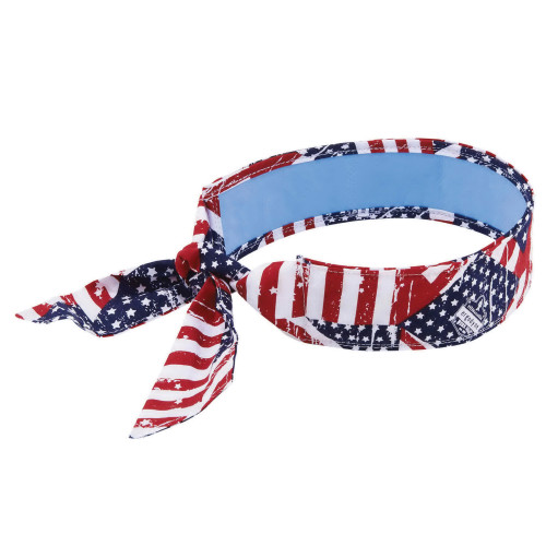 Chill-Its® 6700CT Evaporative Cooling Bandana, Universal, Cotton/PVA, Red/White/Blue
