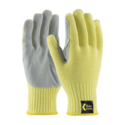 PIP® Kut Gard® 09-K300LP Split Gloves, XL, Cowhide Leather, Gray/Yellow