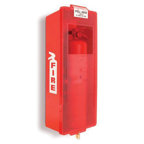 Brooks Equipment® Mark II M2RC Fire Extinguisher Cabinet, 25-3/4 in H x 9-5/8 in W x 6-3/8 in D, Red Tub/Clear Cover, for Indoor