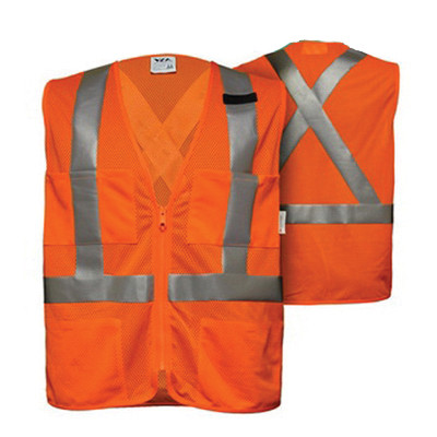 VEA® VEA-521-SX ANSI Class 2 High-Visibility Safety Vest, M, Polyester Mesh, Orange - RAF521-SX-OR-MD