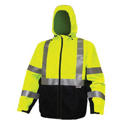 VEA® VEA-405-ST Waterproof High-Visibility Safety Jacket, XL, Woven Polyester Pongee, Fluorescent Lime/Black - RAF405-ST-LB-XL