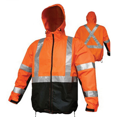 VEA® VEA-405-SX Waterproof High-Visibility Safety Jacket, M, Woven Polyester Pongee, Fluorescent Lime/Black - RAF405-SX-OB-MD