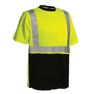 VEA® VEA-102-ST ANSI Class 2 High-Visibility Safety Shirt, L, Polyester, Fluorescent Lime/Black - RAF102-ST-LB-LG