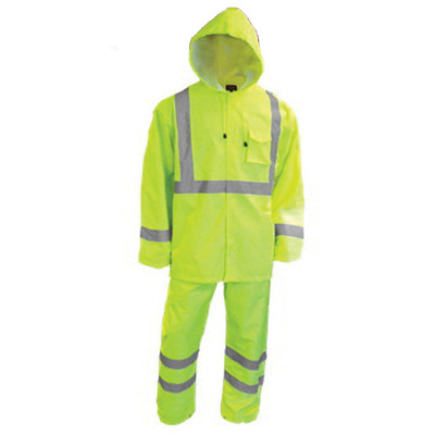 VEA® VEA-402-ST Waterproof High-Visibility Rainsuit, M, Polyester, Lime - RAF402-ST-LM-MD