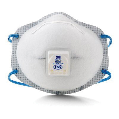 3M™ 8577 Particulate Respirator, Universal, N95 Filter, 0.95 Filter Efficiency, W/Exhalation Valve, 10/Box