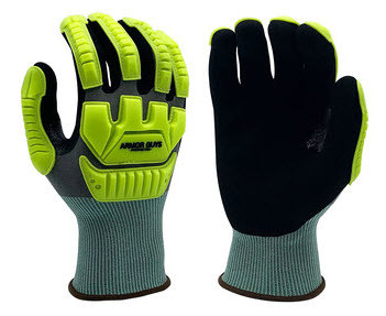 Armor Guys Kyorene Pro 00-847 Black/Green Medium Graphene Work Gloves - Nitrile/Nitrile Foam Full Coverage Except Cuff Coating - 00-847 L