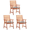 Vrtne blagovaonske stolice s jastucima 3 kom od bagremovog drva 3064361