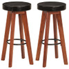 Barski stolci 2 kom od prave kože i masivnog bagremovog drva 348165
