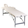 Krem bijeli sklopivi masažni trodijelni stol s aluminijskim okvirom 110089