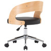 Okretna uredska stolica od savijenog drva i umjetne kože crna 3054845