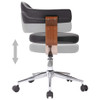 Okretna uredska stolica od savijenog drva i umjetne kože crna 3054836