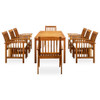 3058091 9 Piece Garden Dining Set with Cushions Solid Acacia Wood (45963+312128+2x312129) 3058091