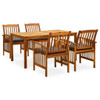 3058088 5 Piece Garden Dining Set with Cushions Solid Acacia Wood (45962+2x312130) 3058088