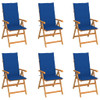 Vrtne stolice s kraljevski plavim jastucima 6 kom od tikovine 3065570