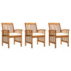 Vrtne blagovaonske stolice s jastucima 3 kom od bagremovog drva 312129