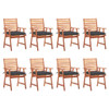 Vrtne blagovaonske stolice s jastucima 8 kom od bagremovog drva 3078389