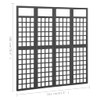 Sobna pregrada / rešetka s 4 panela od jelovine 161x180 cm crna 316483